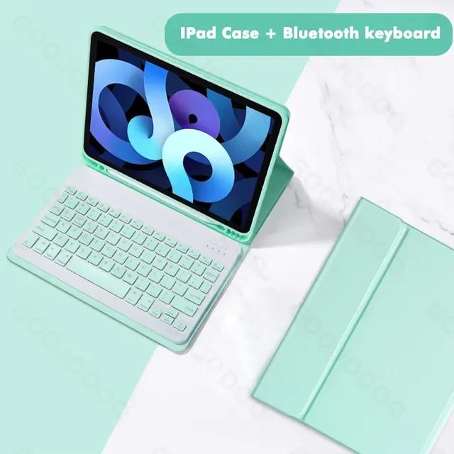 Colorful Candy Bluetooth Keyboard Magnetic Leather Stand Case Covers for IPad 7 8 9 10th Pro 11 Air 4 5th Mini 5 6 10.2 Inch