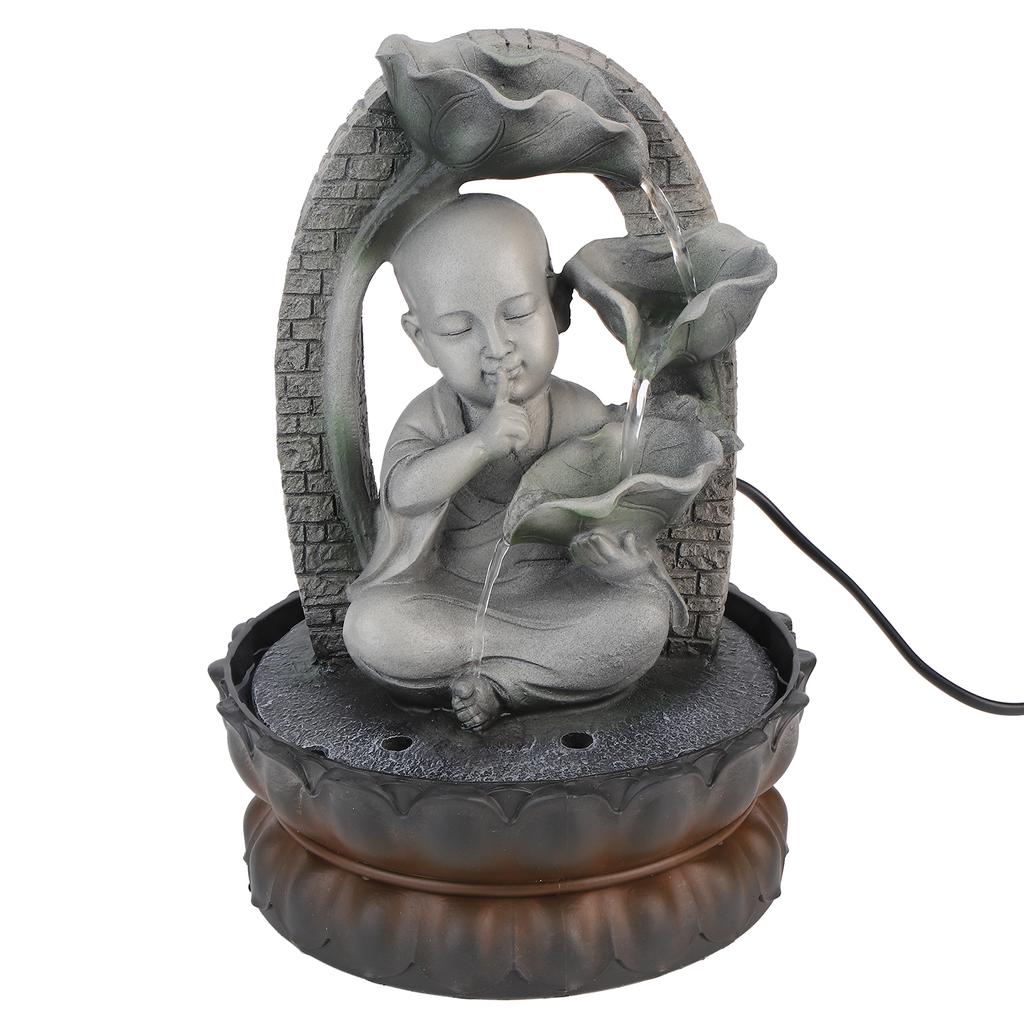 Светодиодный смоляной Будда, настольный водопад, фонтан, расслабляющее внутреннее украшение для домашнего офиса, вилка США 110 В