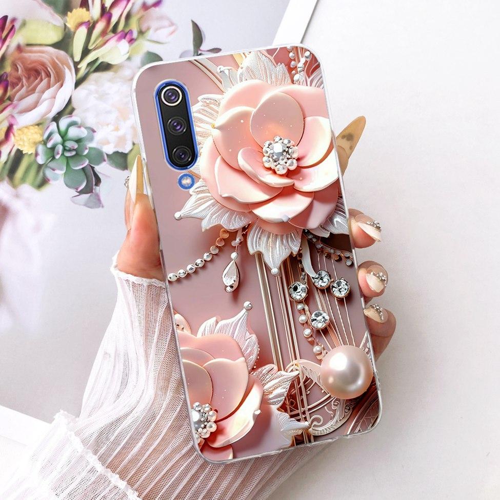 Transparent Cover For Xiaomi Mi 9 SE Case Cute Cat Luxury Fashion Butterfly Funny Painted Casing M1903F2G