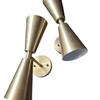 Pair of Brass Double Cone Bowtie Wall Sconce - Mid-Century Modern Diablo Sputnik Vanity Lights - Vintage Inspired Home Decor