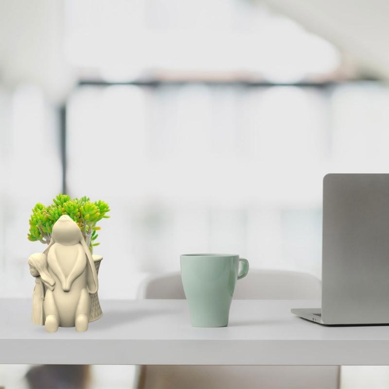 Rabbit and Girl Silicone Mold for DIY Flower Pots Reusable Pen Holder Epoxy Casting Molds Home Ornament Resin Molds