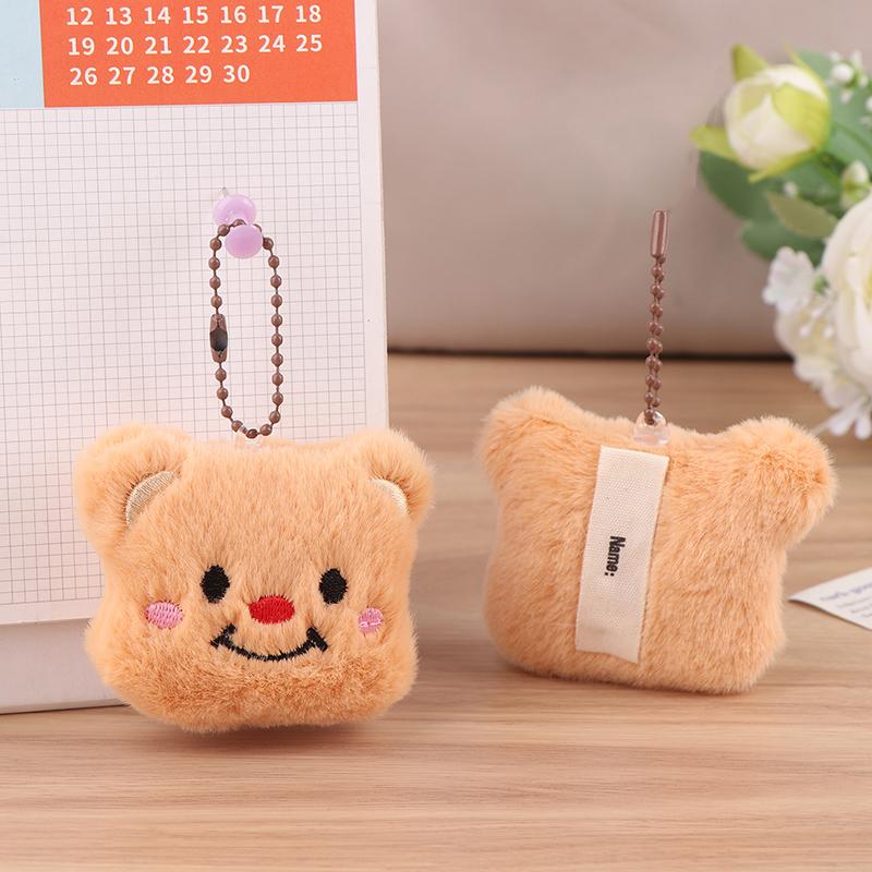 Милый плюшевый брелок в виде медведя-масла, мультяшная кукла, наклейка с именем, кулон, рюкзак, сумка, декор, брелок для ключей от машины