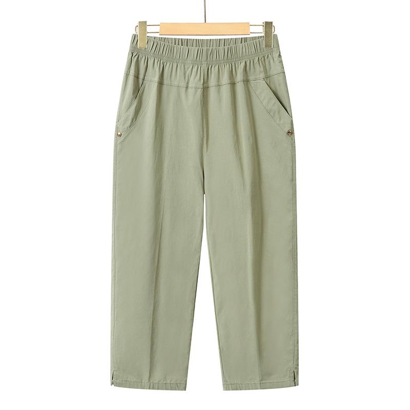 Elastic High Waist Cotton Capris for Middle-Aged and Elderly Women - Summer 2026 Casual Style for Young Mothers.