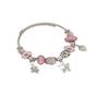 Handmade Beaded Bracelet Leaf Butterfly Pendant Alloy Charms Crystal Rhinestone Wristband for Women Girls