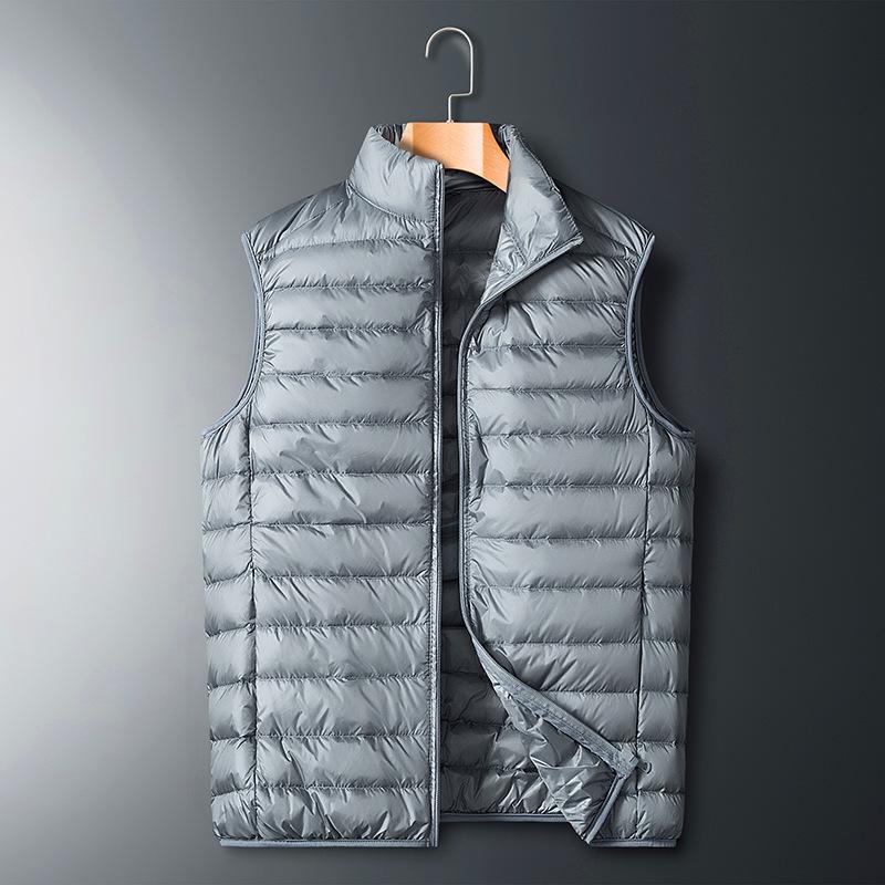 New Autumn Korean Style Men's Down Jacket Solid Color Short Vest Youth Popular Stand Collar Casual Jacket