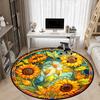 1pc Sunflower Stained Glass Chair Carpet for Office Non-Slip, Machine Washable Rug for Office - Holiday DecorMachine Made yy251029010