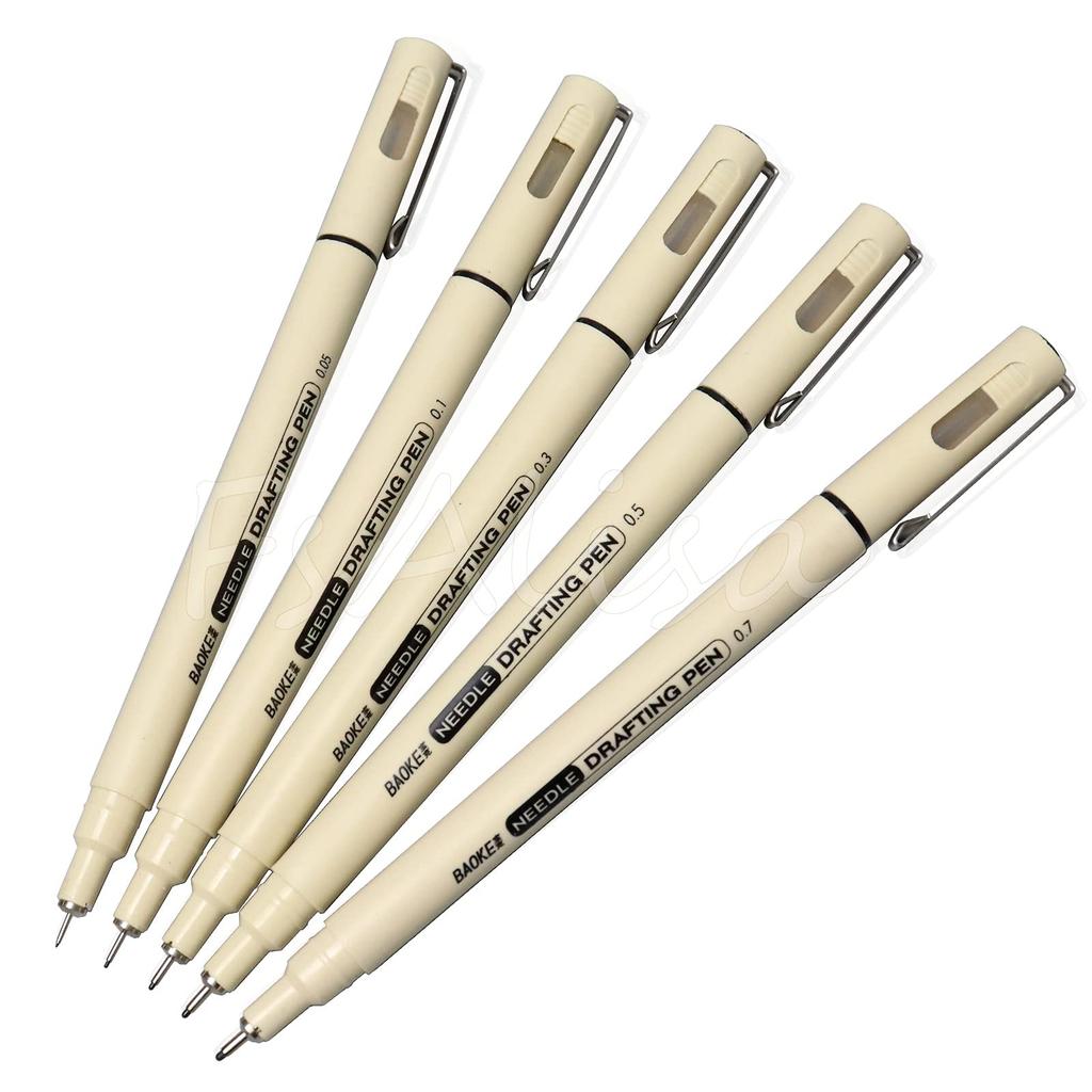 FsAlisa Milli Needle Line Set of for Line Sign Pen, Black, Water-Based, Pen, Waterproof, Ultra-Fine, 0.05-0.7mm Diameter, 5, Illustrations, Manga,