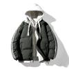 Men's Winter Fake Two Pieces Jacket Coat Male Thick Warm Parkas Puffer Jacket Harajuku Hooded Coats