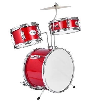 Kids Drum Set 3-Piece Junior Musical Drum Kit with 14 In Bass Drum (Red)