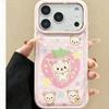 Мягкий чехол Rilakkuma "Клубника" для Apple 17 Pro Max – Белый/Розовый, Защита от падений, Простой дизайн