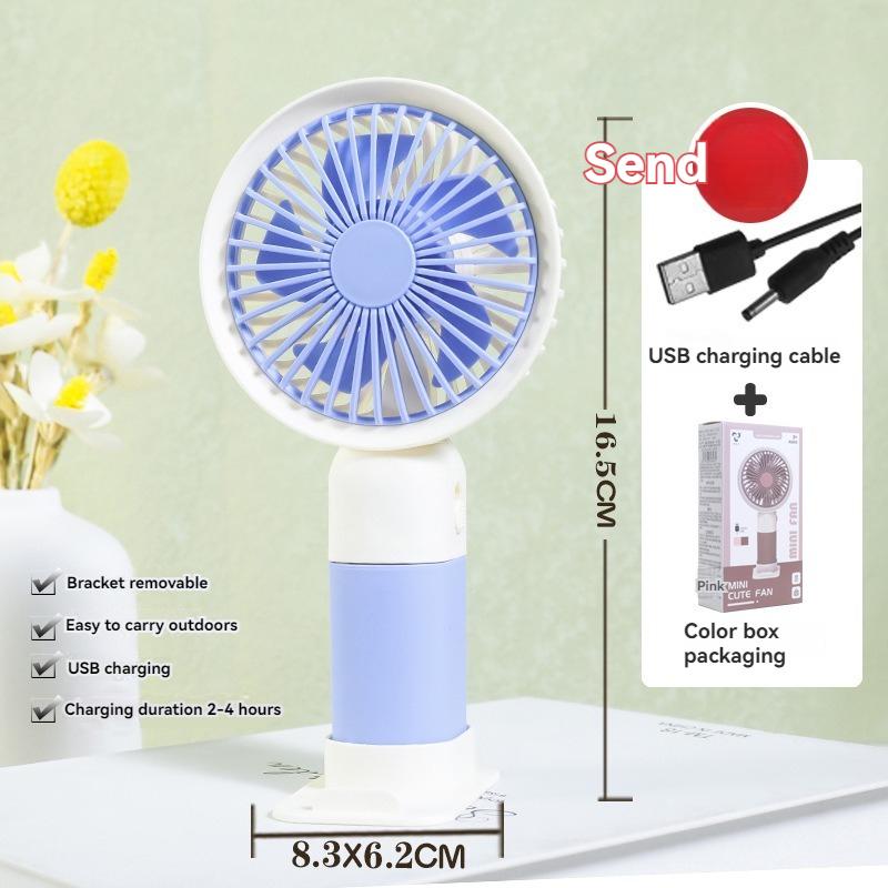 Простой домашний настольный мини-USB перезаряжаемый маленький маленький электрический вентилятор для студентов с держателем для мобильного телефона в общежитии