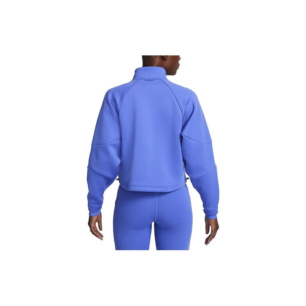 Nike Dri-Fit Series Prima Solid Color Stand Collar Half-Zip Crop Sweatshirt Women Tops Aqua-Blue FB5231-413