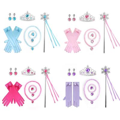 Детский набор для переодевания в принцессу Эльзу: Корона, Волшебная палочка, Ожерелье, Перчатки-снежинки и Аксессуары