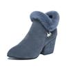 New Cotton Boots for Women with Fleece Boots New Large Size Pointed Rhine-drill Comfortable Hair Short Ankle Boots P765