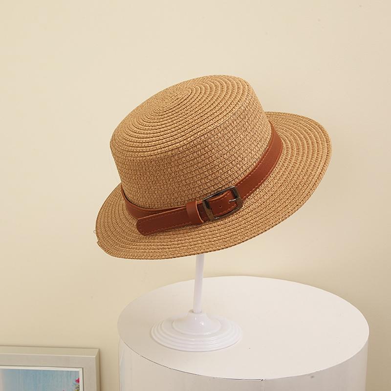 Детская соломенная шляпа для мальчиков и девочек, солнцезащитная шляпа, кожаный ремень, украшение