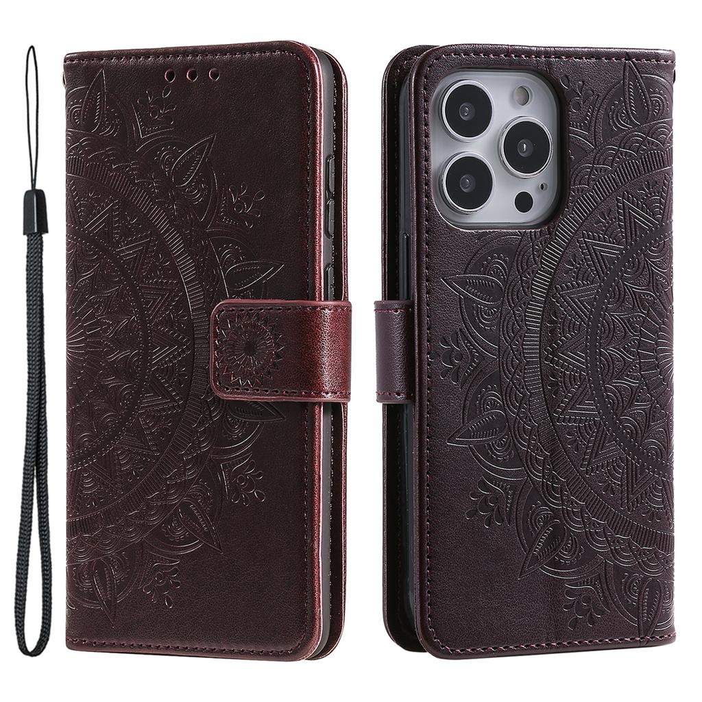 For iPhone 16 Pro Max Stand Case Imprinted Totem PU Leather Wallet Phone Cover