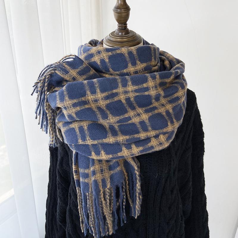 Scarf Women's New Winter Imitation Cashmere Warm Thickened Tic-tac-toe Plaid Shawl