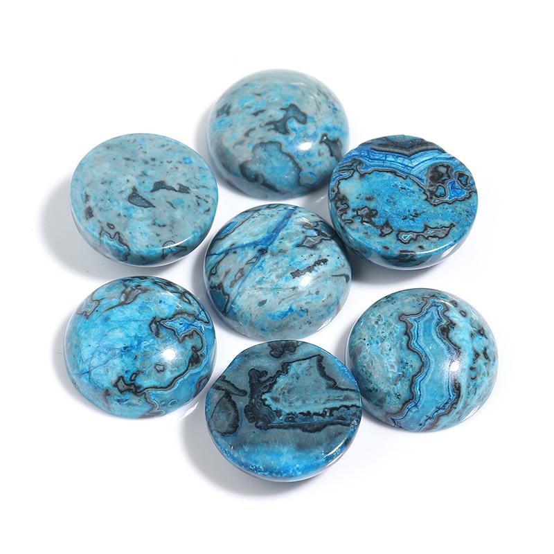 10pcs/lot Round Blue Wave Pattern Circular Cabochon For Jewelry Making Natural Stone Beads DIY Earring Bracelet Rings Necklace