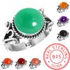 925 Sterling Silver Ring Women Gemstone Handmade Jewelry New Year Gift Amber Amethyst Black Onyx Carnelian Garnet Quartz Green Onyx Gold Stone