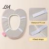 Adhesive Toilet Seat Protectors Plush Cartoon Mat, Soft Thickened Washable Bathroom Pad Portable Handles with Handle, Warm Skin-Friendly Cushion