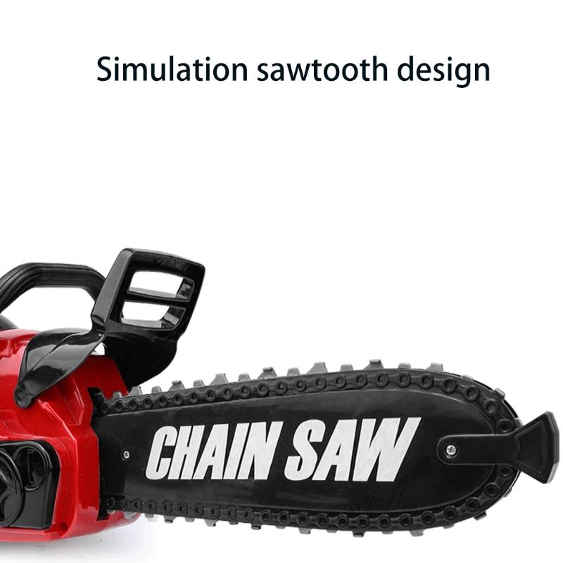 Детская электрическая цепная пила, игрушка, интерактивный строительный инструмент с реалистичным звуком, рождественские сувениры для маленьких мальчиков