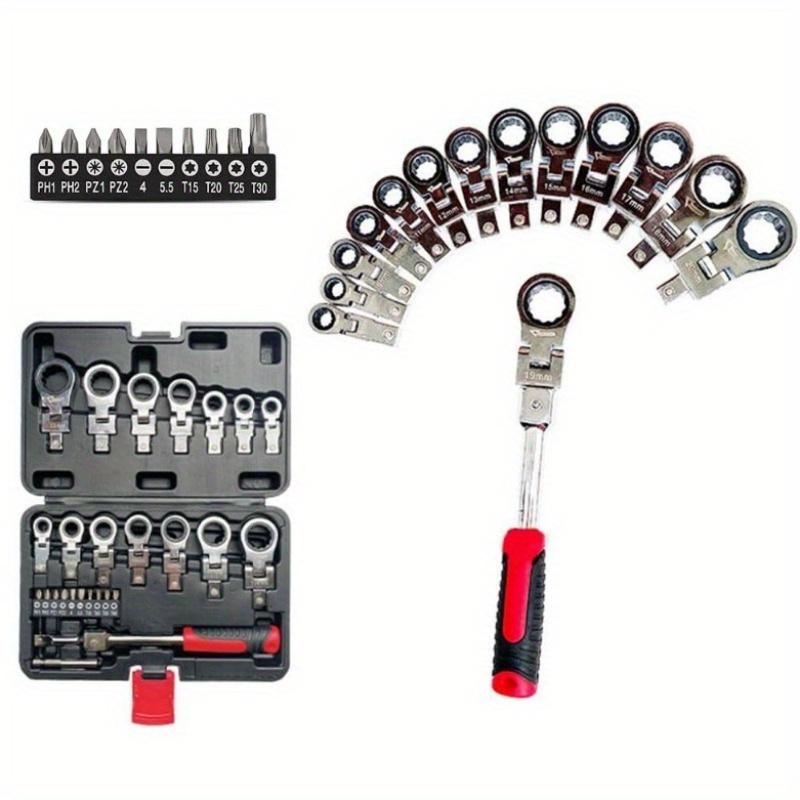 Набор из 27 гаечных ключей с трещоткой Flex Head, сменные головки Torx с трещоткой 6 мм-20 мм с отверткой, многофункциональный набор инструментов с кейсом
