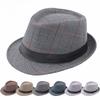 Check Fedora Middle-aged and Elderly Spring/summer Leisure Gentleman Jazz Hat Men's Artistic Sunshade Party Bucket Hat