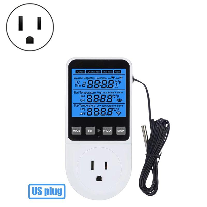 ABBY-Fully Functional Temperature Controller Socket Heating Cooling Regulator Thermometer US US Plug