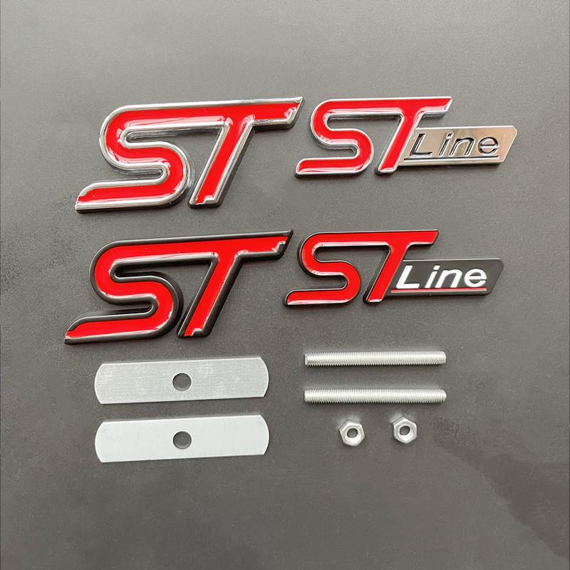 3D Metal Logo ST Line Grill Emblem Car Trunk Badge For Ford Edge Puma Kuga Mondeo Fiesta Ecosport Focus Sticker Accessories qw99
