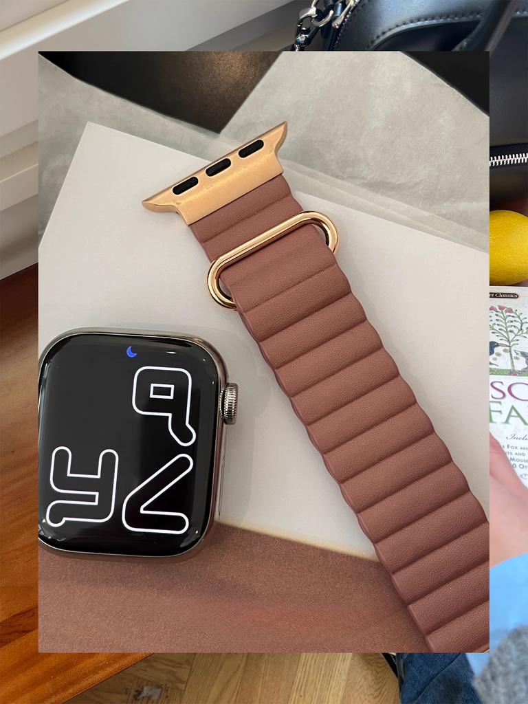 Магнитный кожаный ремешок для Apple Watch 44 45 49 мм 40 41 мм 42 38 мм 46 мм Металлический ремешок из нержавеющей стали для iwatch 8 7 SE 6 5 4 3 2 S10