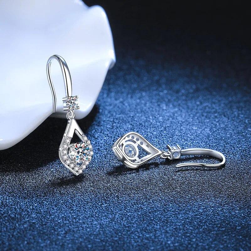 Настоящие серьги-капли с муассанитом 0,5 карата, 5 мм, цвет D для женщин, S925, посеребренные, PT950, серьги-капли с бриллиантами, тест на воду