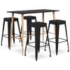 VidaXL 5-piece Bar Set Pub Furniture Bistro Table and Chairs Counter Set Indoor Bar Furniture 3057457