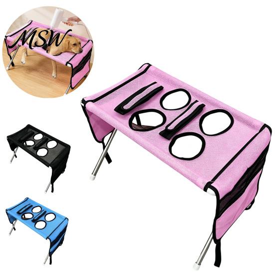 Cat Trimming Assistant Pet Grooming Hammock with Stand, Dog Bathing Hammock, Foldable Bath Holder for Washing Mesh Platform Small & Medium Pets,