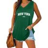 Летняя мода Принтованная майка Женская Повседневная с V-образным вырезом Без рукавов
