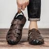 Fashion Outdoor Breathable Soft Soled Water Wading Beach Shoes Summer Fashion Men Plus Size Leather Hand Sewn Comfortable Casual Sandals