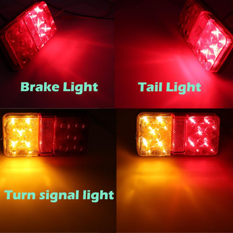 2Pcs Trailer Tail Lights 12V 24V 10-80V 10LED Lamp Trailer Tractor Turn Signal Brake Light Red Amber Forklift Tail Lamp