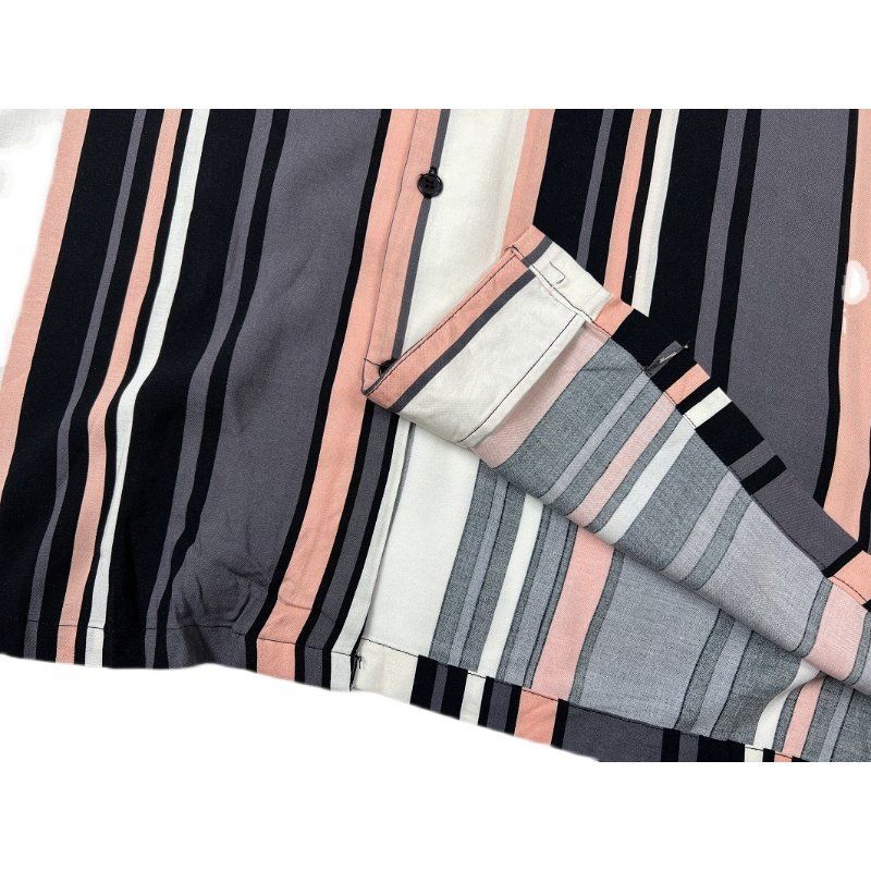 Мужская летняя рубашка из вискозы, охлаждающая, с коротким рукавом, для пары, ретро, повседневная, американская уличная, в полоску, яппи, гонконгский стиль, блузка