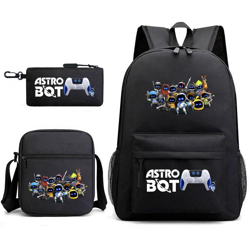 Teen Schoolbag, Universe Robot, Primary School Student Starry Sky Personality Heat Transfer Backpack Three-piece Set