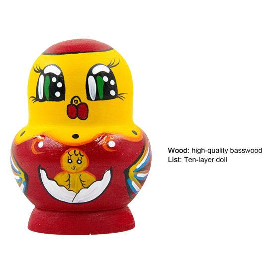 1 набор милых матрешек с дизайном животных, десять слоев, мультяшный цыпленок, игрушка-матрешка для ребенка