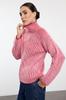 Women's Fashion Stylish Sweater Pink Soft Textured High Collar Knitwear Sweater