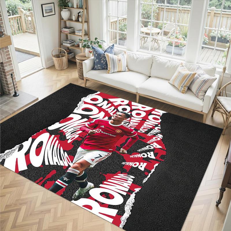 Cristiano Ronaldo Design Crystal Velvet Carpet Cozy Non?Slip Printed Rug For Bedroom Living Room Entrance
