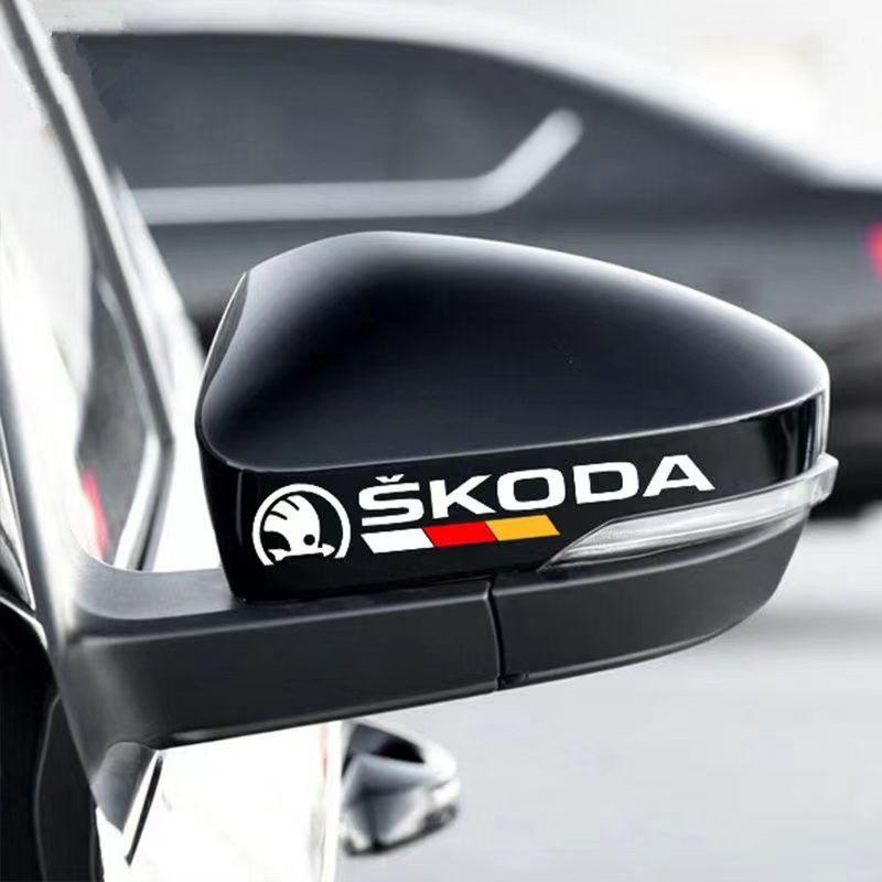 VMAD6 Car Sticker 2PCS Car Rearview Mirror Reflective Decals Waterproof Safety Warning Stickers Accessories For Skoda Octavia A5 A7 RS