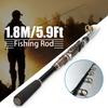 1.8M 5.9Ft Telescopic Carbon Fiber Fishing Rod Travel Spinning Fishing Pole