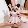 Bow Dress Pencil Cup, Ceramic Desk Organizer, Cute Makeup Brush Holder for Girls Room, Office Gift for Women