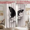 2D flat printing 2pcs Curtain Scene Curtain Butterfly on White Flowers Digital Printed Polyester Drapes Party Decorations for