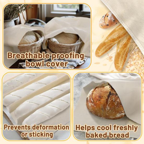Bread Ball Fermentation Cloth Cotton Baguette Pad Thick Undyed Unbleached European French Bread Making Fabric for Vertical Fermentation Crust