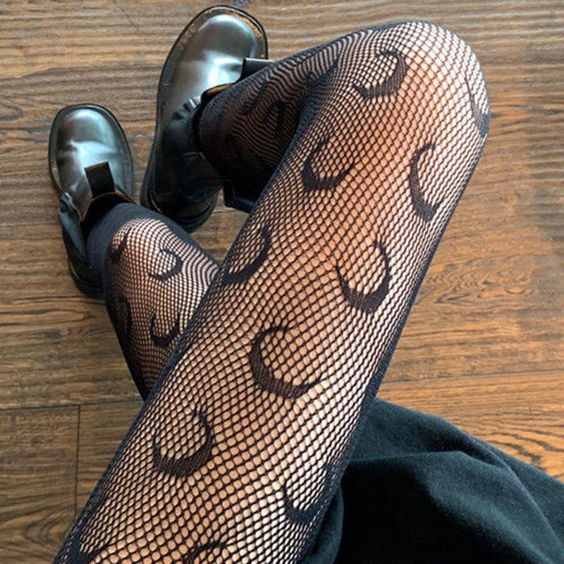 Женские черные чулки в сеточку с кристаллами и белые колготки JK