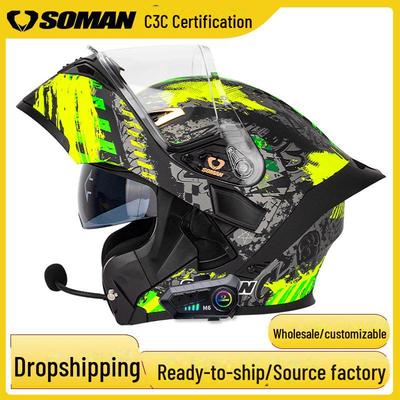 3C Dot Мотоциклетный шлем-флип с Bluetooth и двумя линзами, с наушниками M6 для всех сезонов