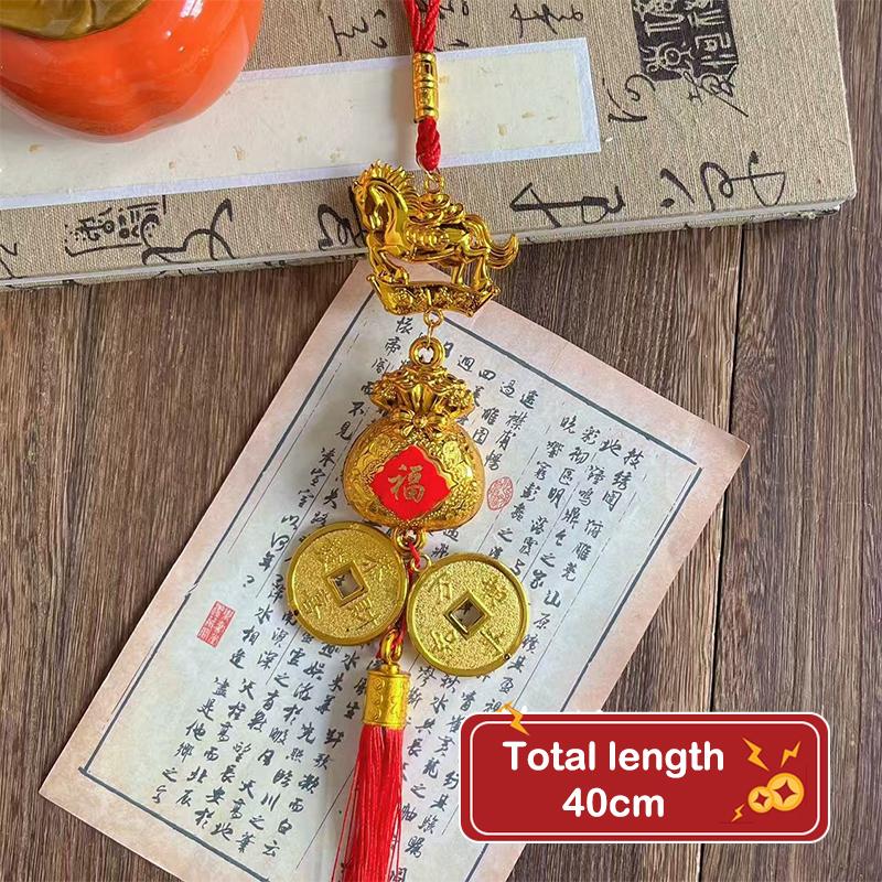 2026 Year Of The Horse Wall Hanging Car Ornament Chinese  Year Red Gold Pendant Lucky Decoration Housewarming Gifts