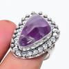 Натуральный Аметист Шалфея Драгоценный камень 925 Стерлинговое серебро Ювелирное кольцо Размер 8 H9T13
